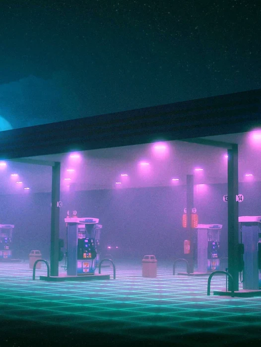 Neon Gas Station Wallpaper