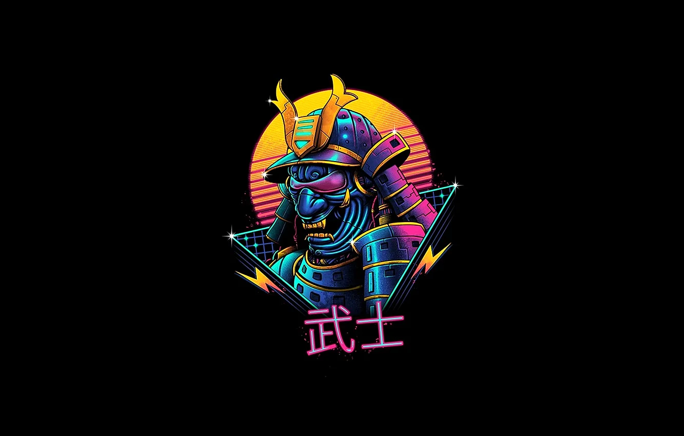 Neon Samurai Art Wallpaper