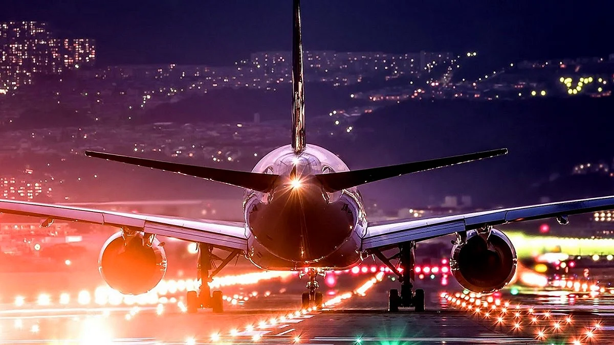 Night Takeoff Airplane Wallpaper