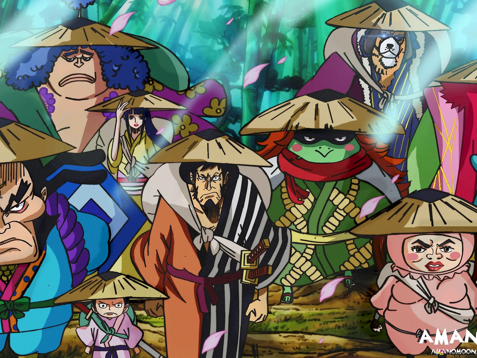 Nine Red Scabbards One Piece Wallpaper
