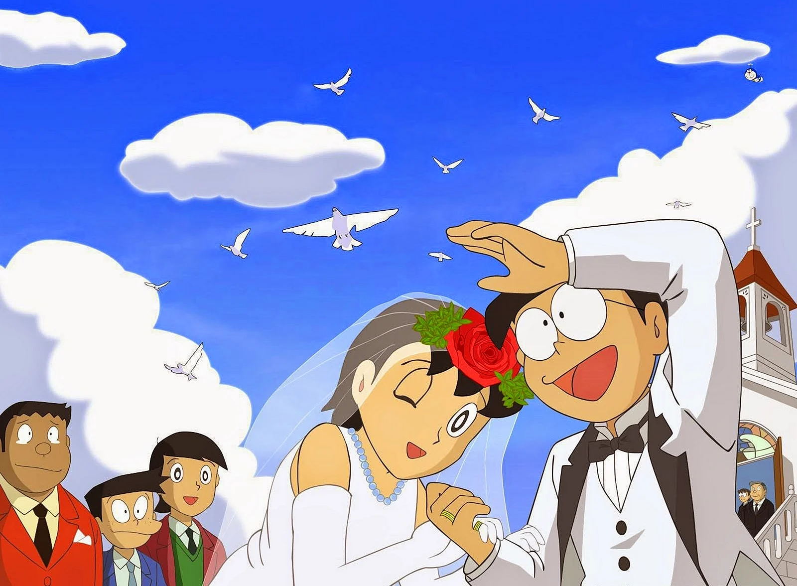 Nobita Shizuka Wedding Wallpaper