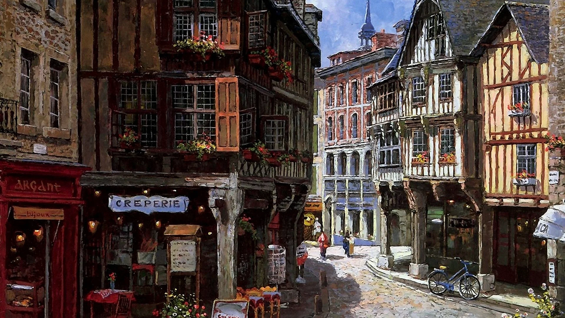 Old Towns Paintings Wallpaper