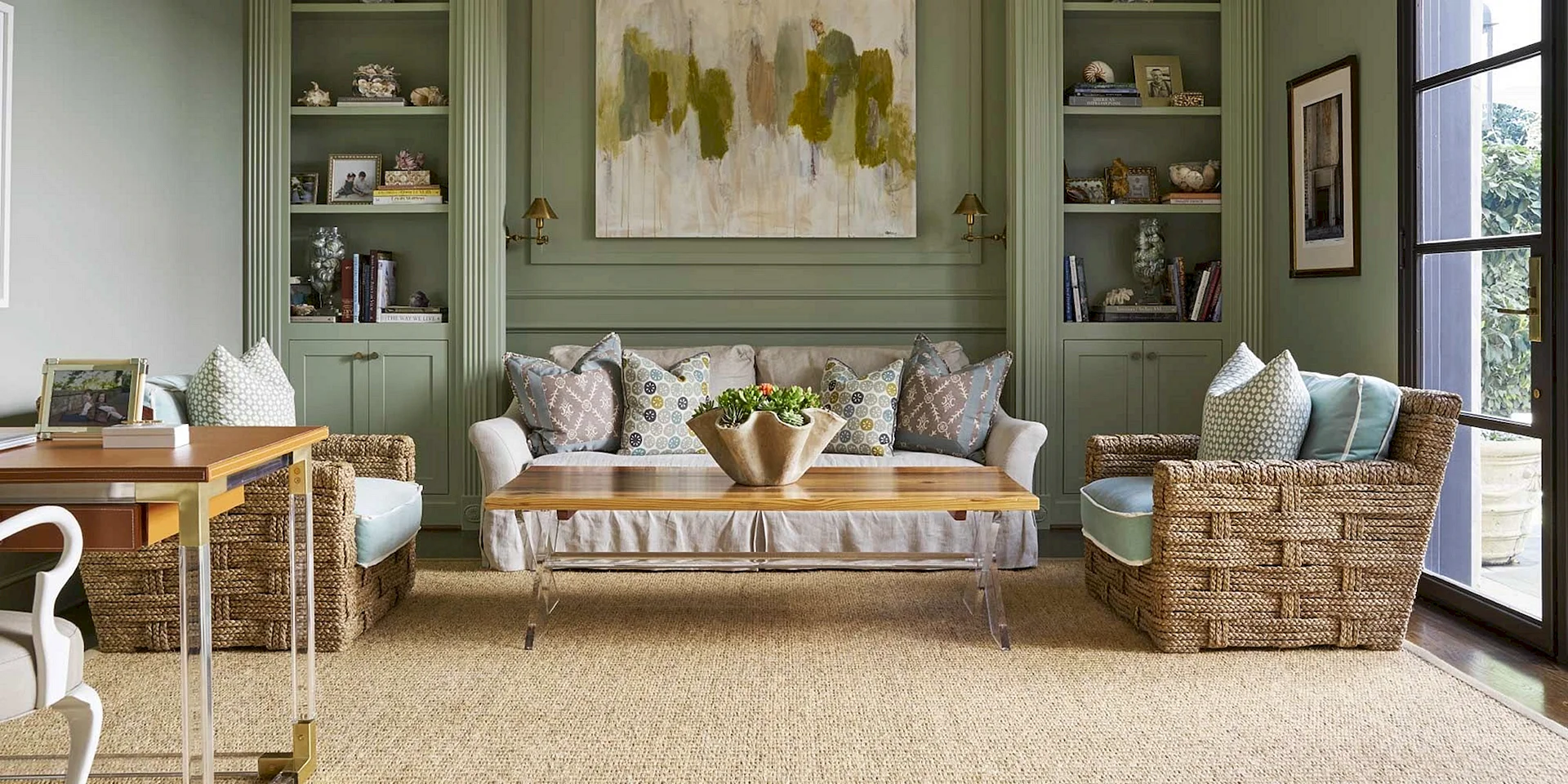 Olive Green Interior Wallpaper