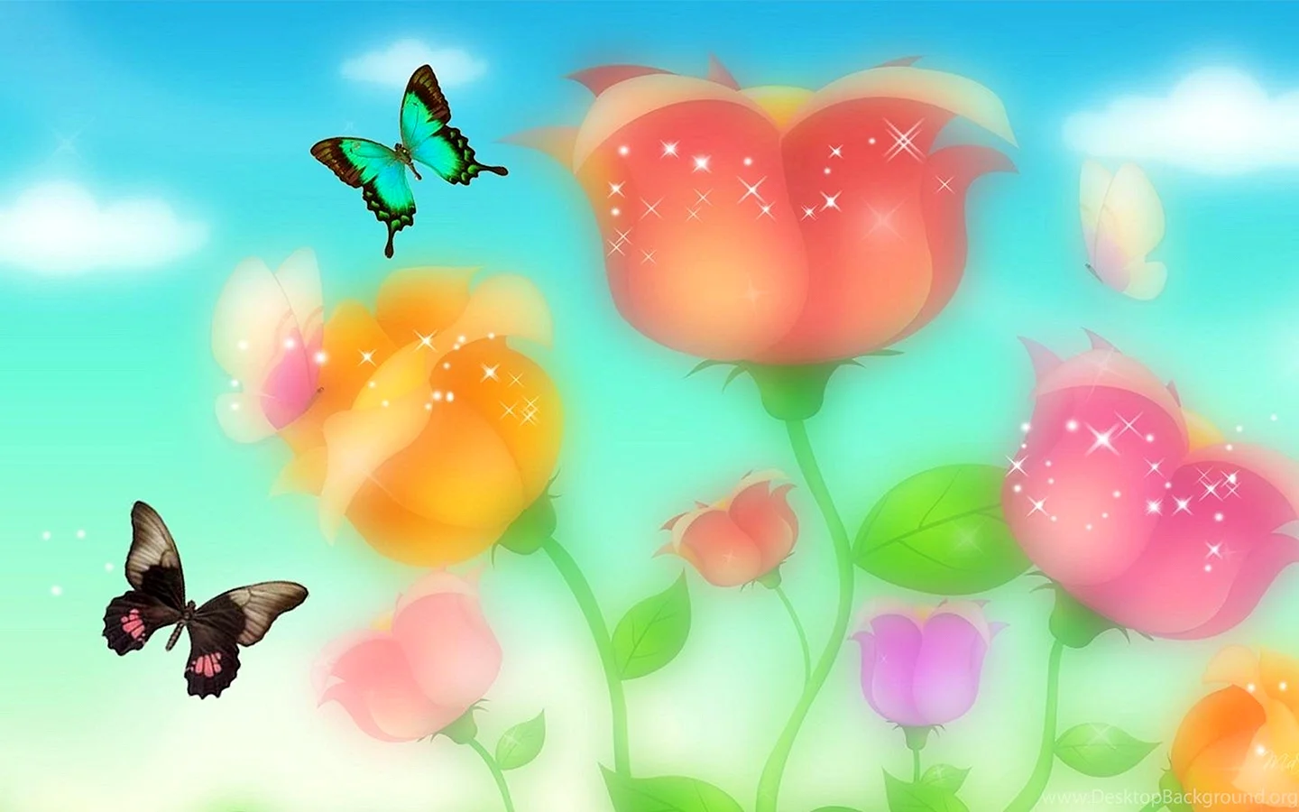 Pastel Butterflies Background Wallpaper