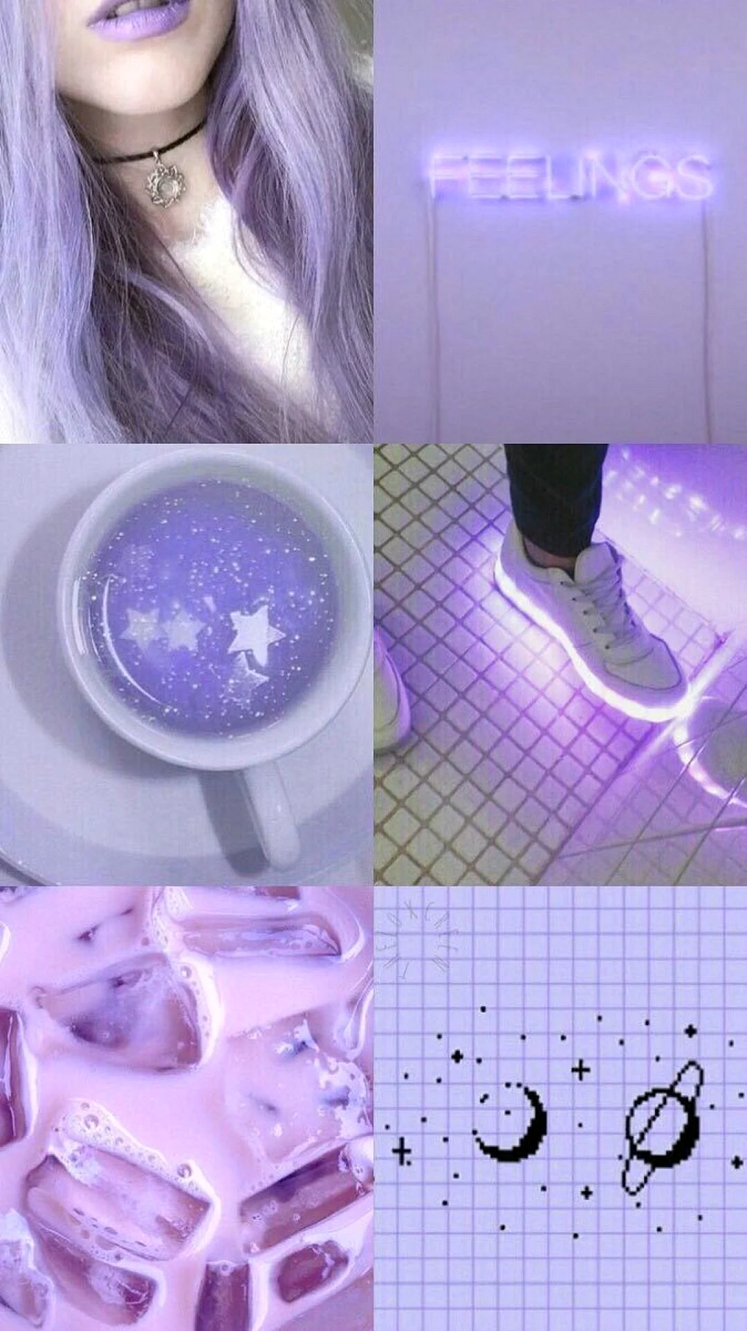 Pastel Lavender Collage Aesthetic Wallpaper For iPhone