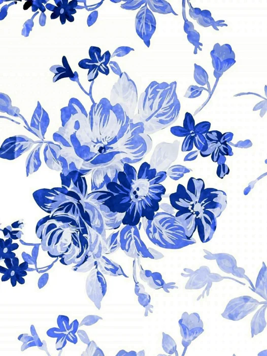 Pattern Blue And White Flower Wallpaper