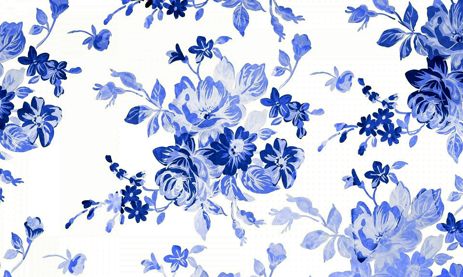 Pattern Blue And White Flower Wallpaper