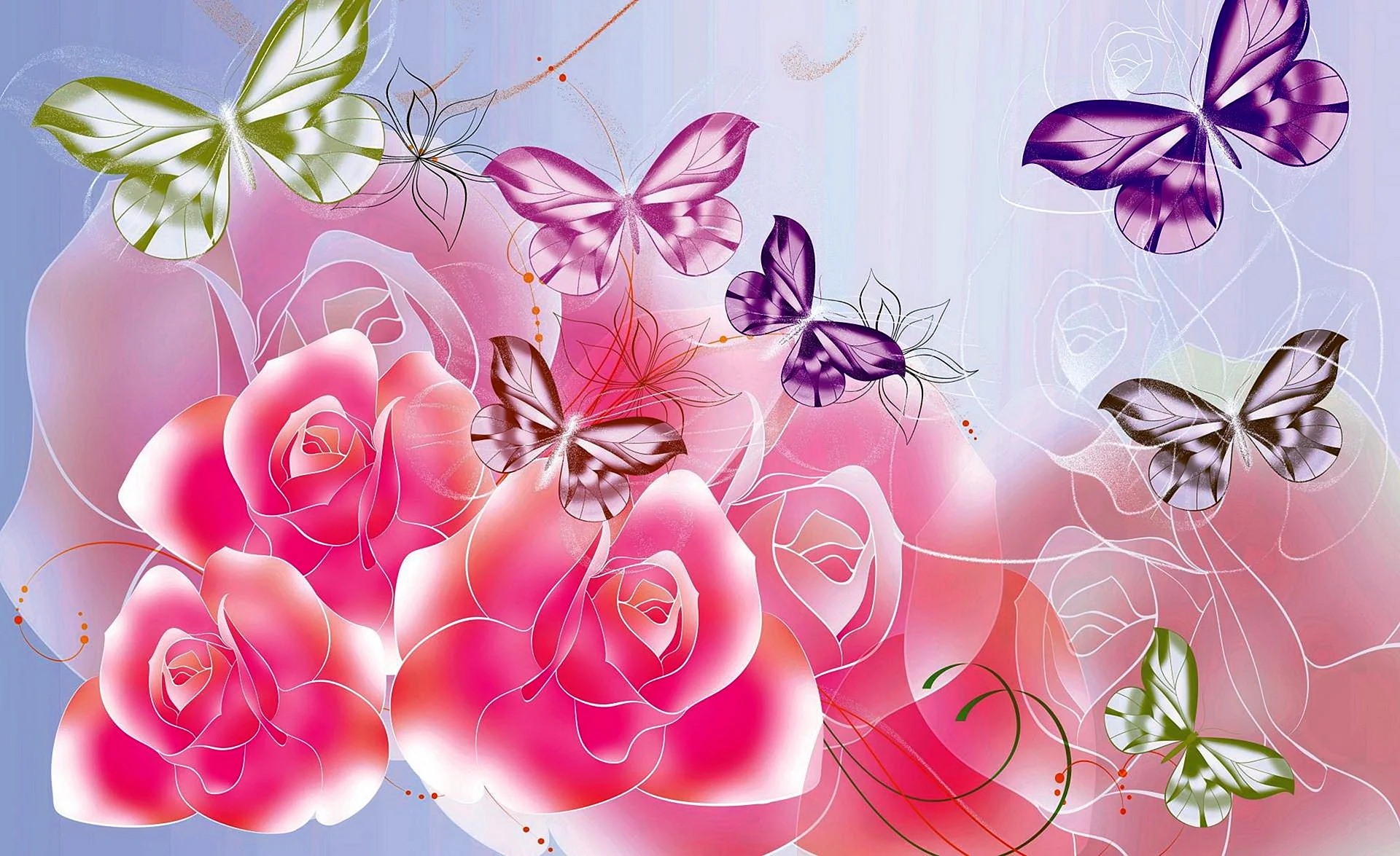 Pink Butterfly Rose Wallpaper