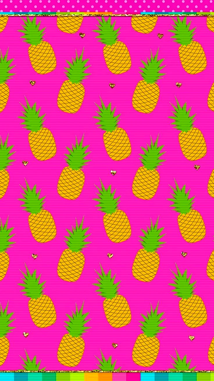 Pink Pineapple Cartoon Pattern Wallpaper For iPhone