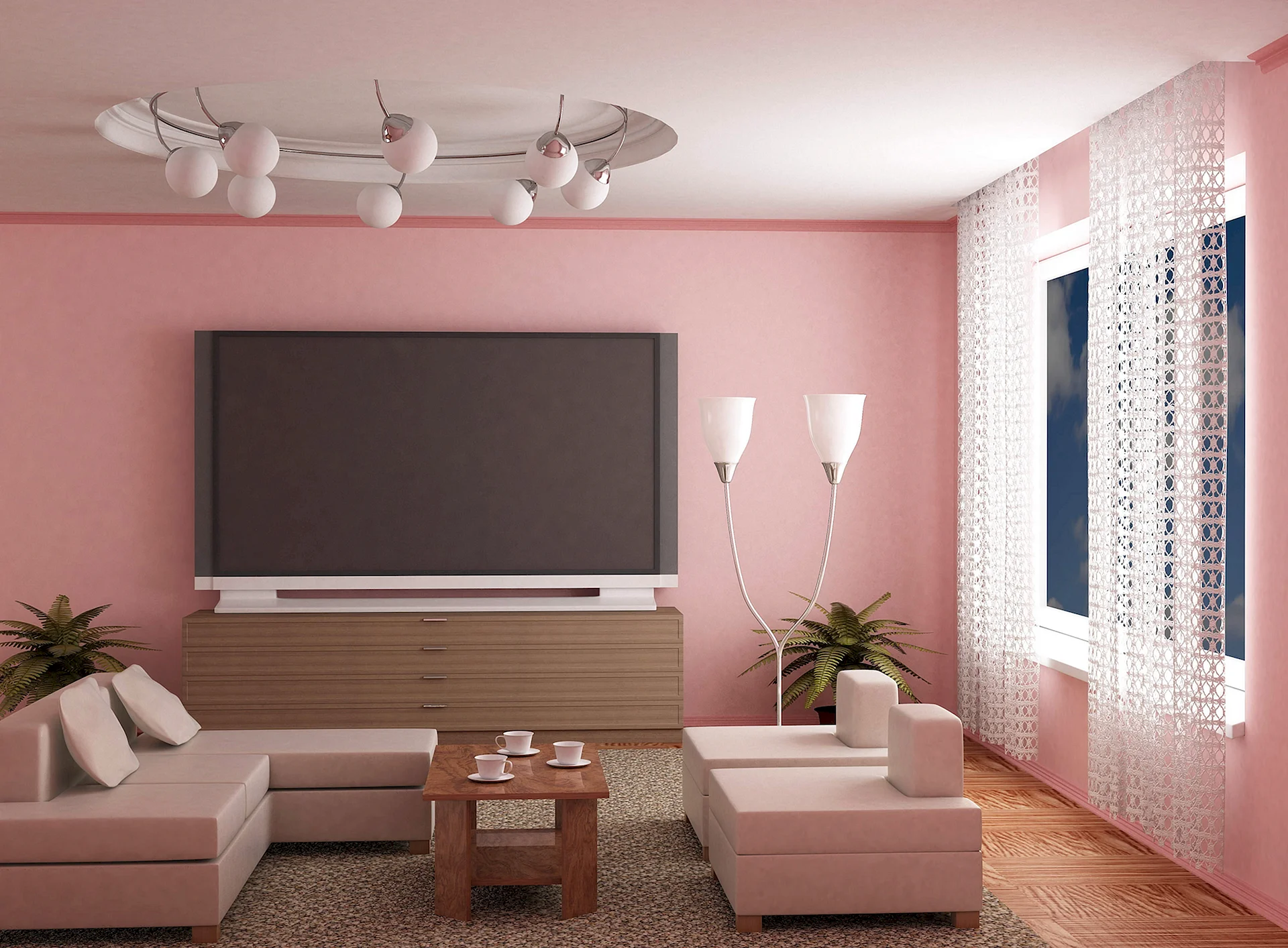Pink Wall Interior Design Wallpaper