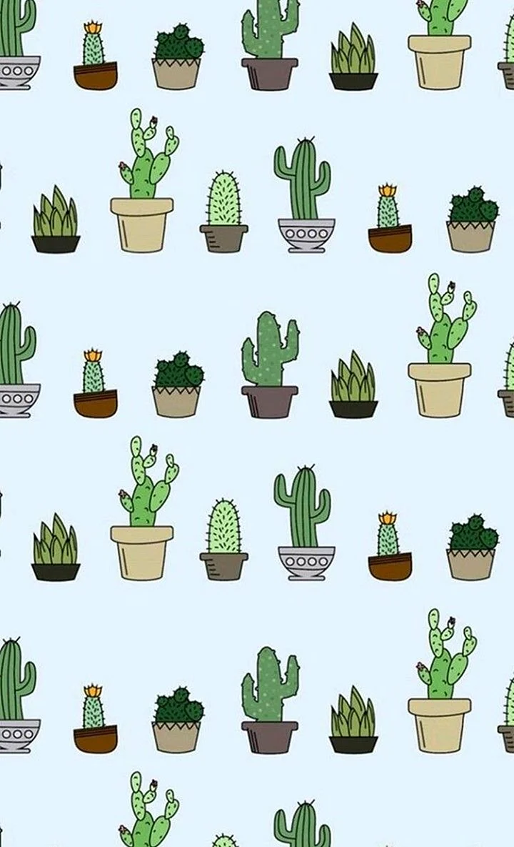 Plants Cactus Pattern Wallpaper