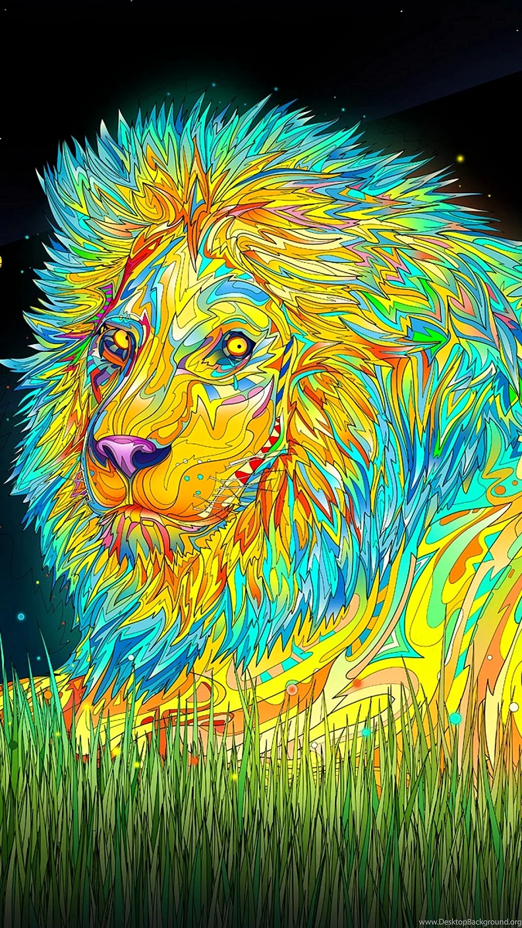 Psychedelic Lion Wallpaper For iPhone