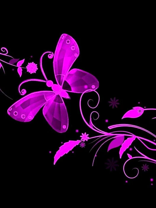 Purple Floral Butterfly Wallpaper