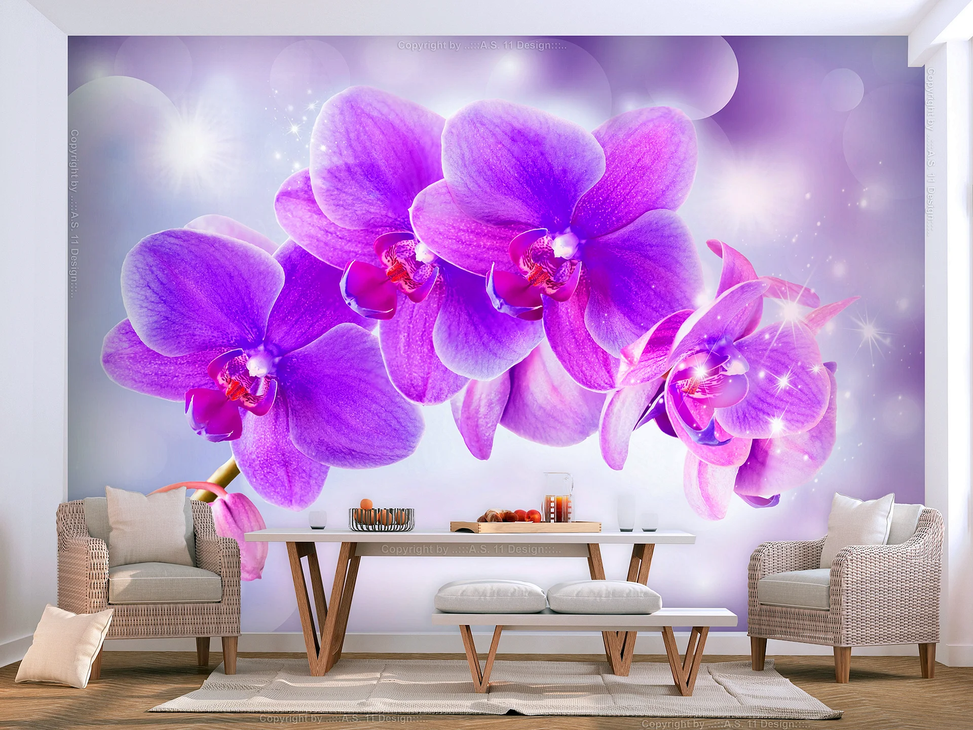 Purple Flower Mural Wallpaper