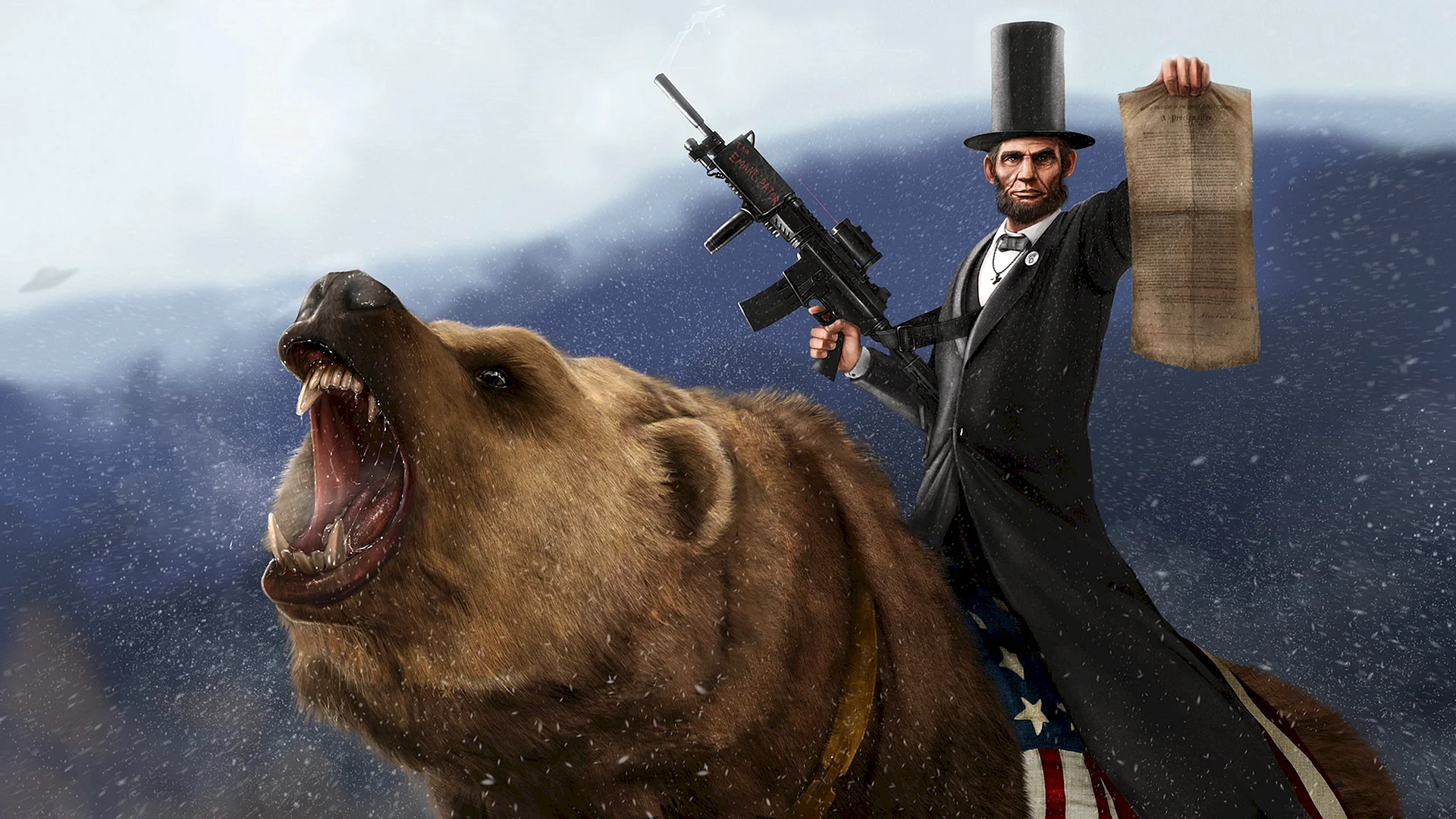 Putin riding a Bear Wallpaper