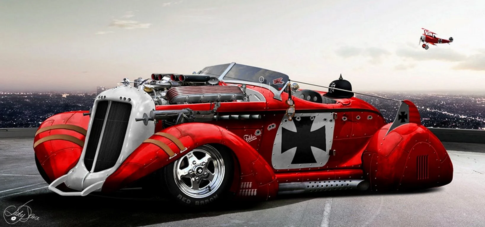 Racers Hot Rod Masters Poster With Car On The Red Wallpaper