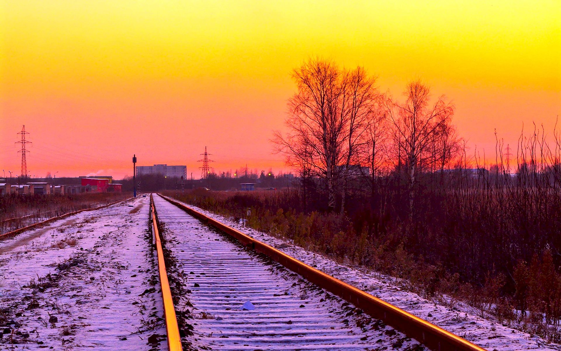 Railway Sunset Wallpaper