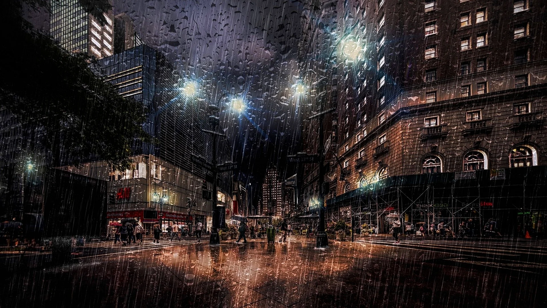 Rain Night Wallpaper