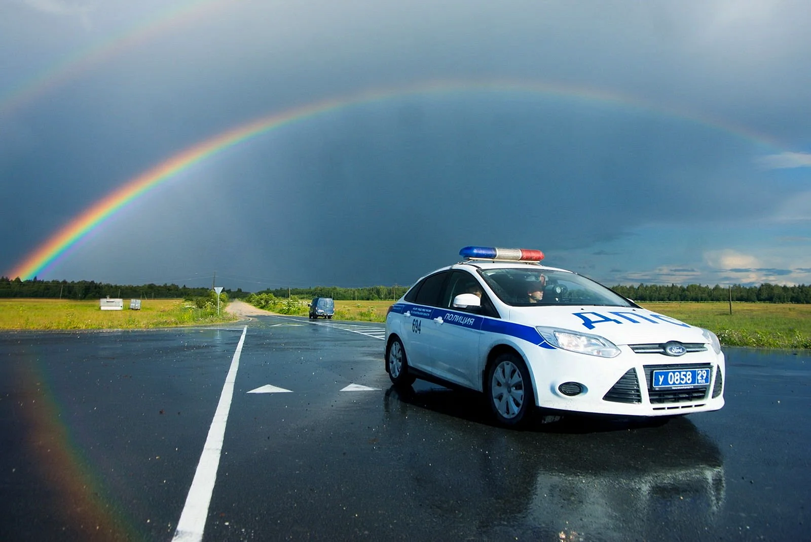 Rainbow Police Car Wallpaper