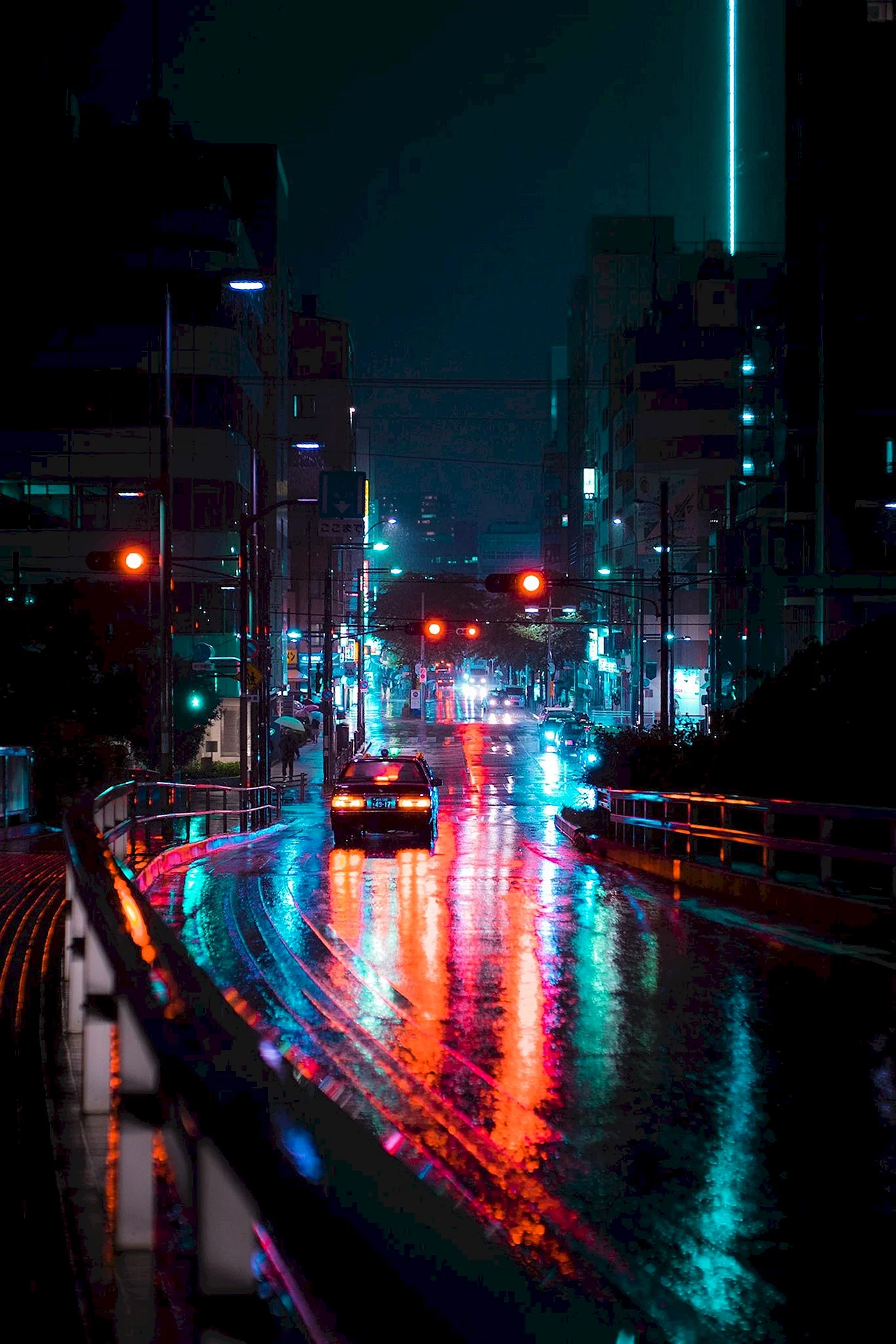Rainy City Night Wallpaper For iPhone