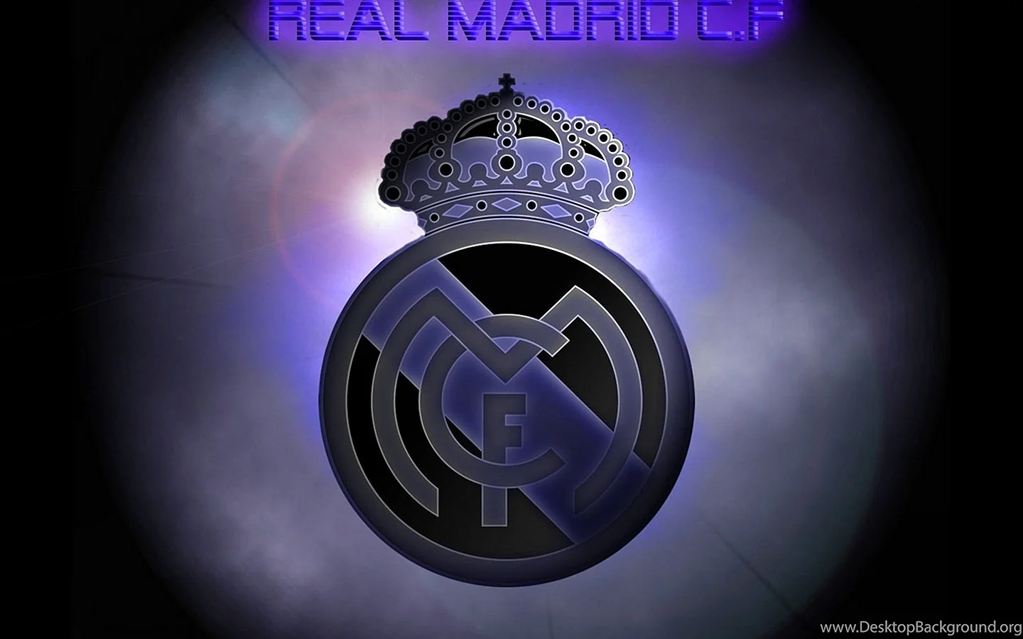 Real Madrid Badge In Purple Background Wallpaper