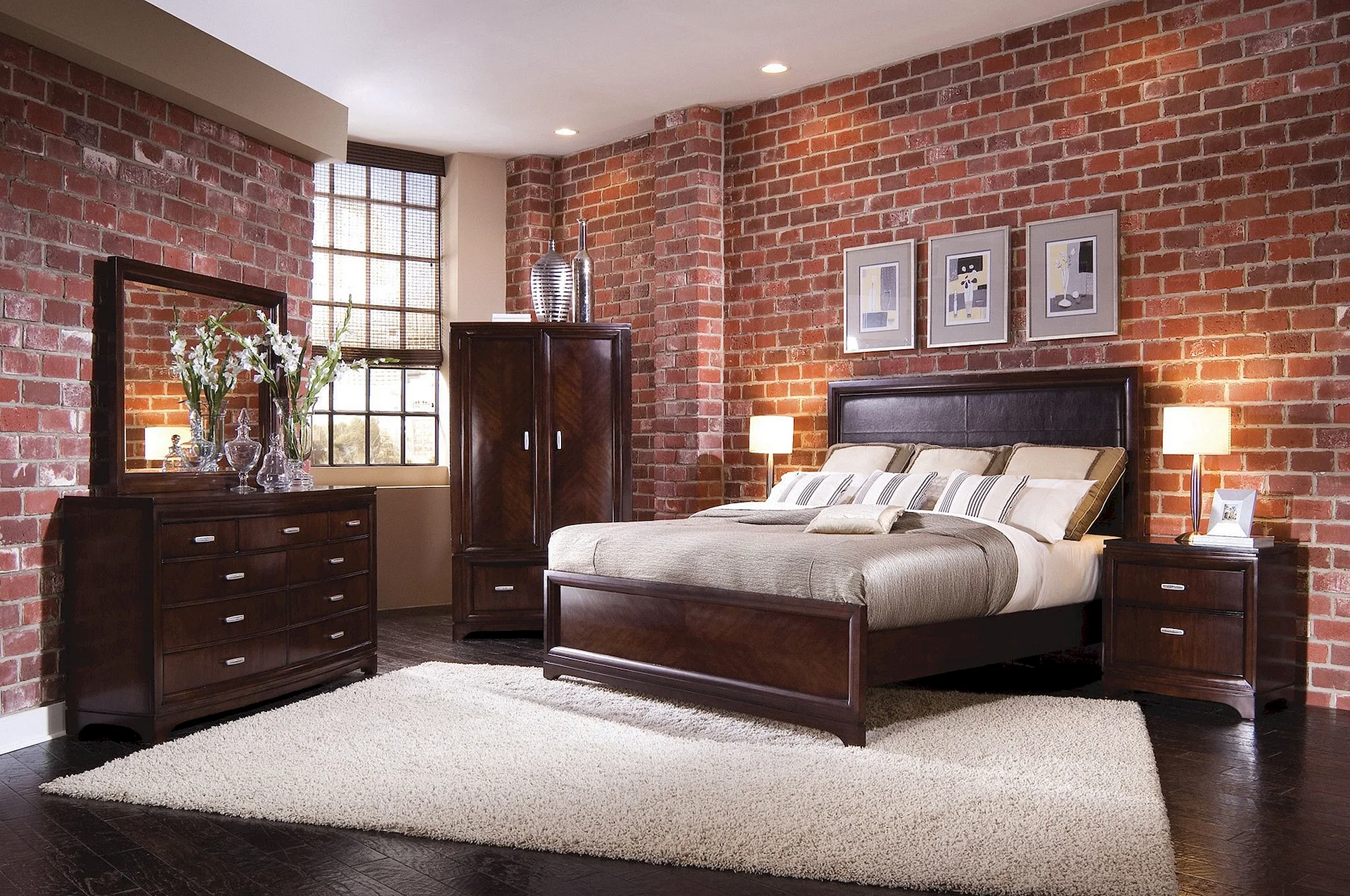 Red Brick Wall Bedroom Wallpaper