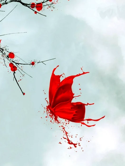 Red Butterfly Aesthetic Wallpaper