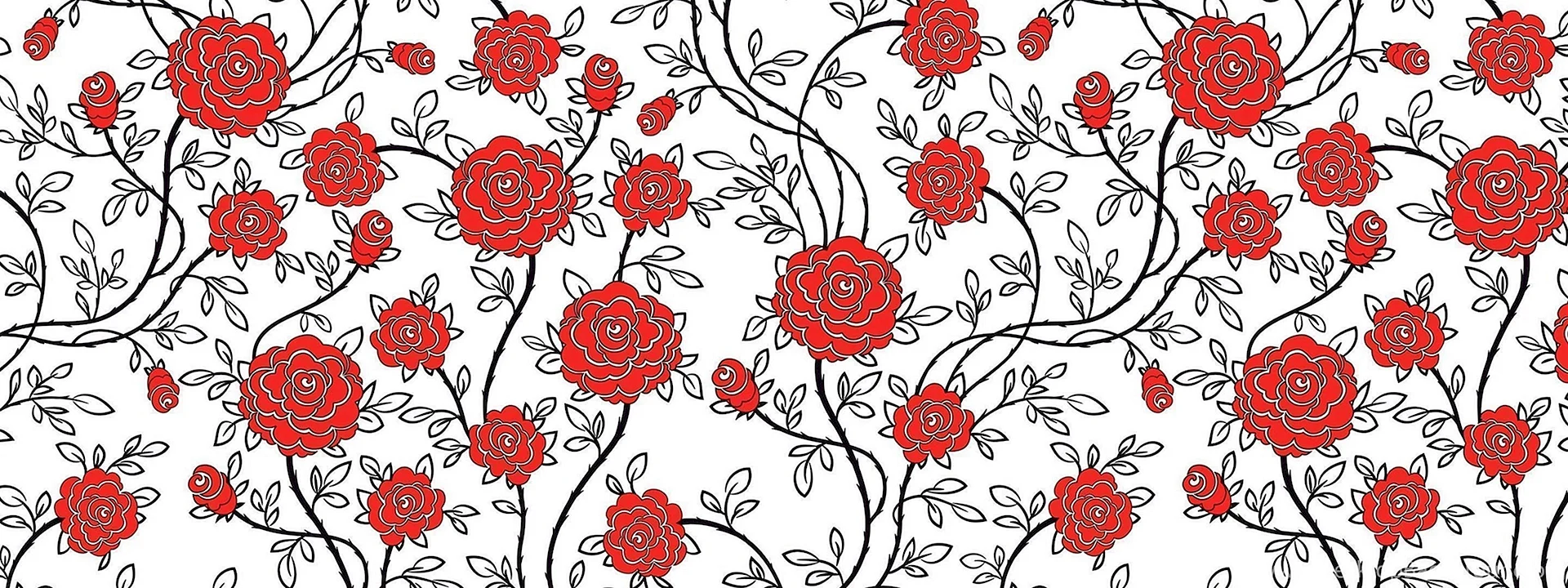 Red Flower Pattern Wallpaper