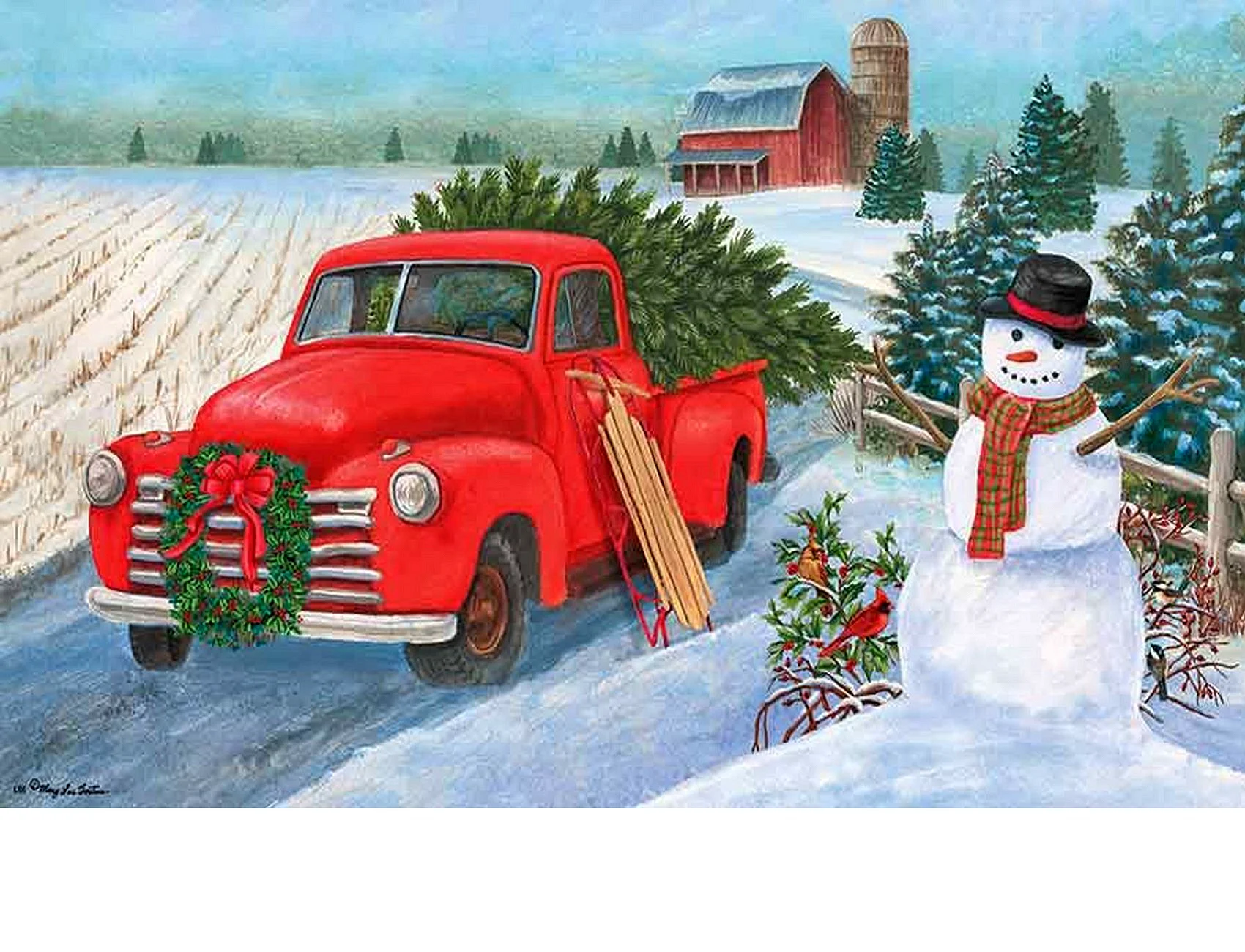 Red Truck Christmas Wallpaper