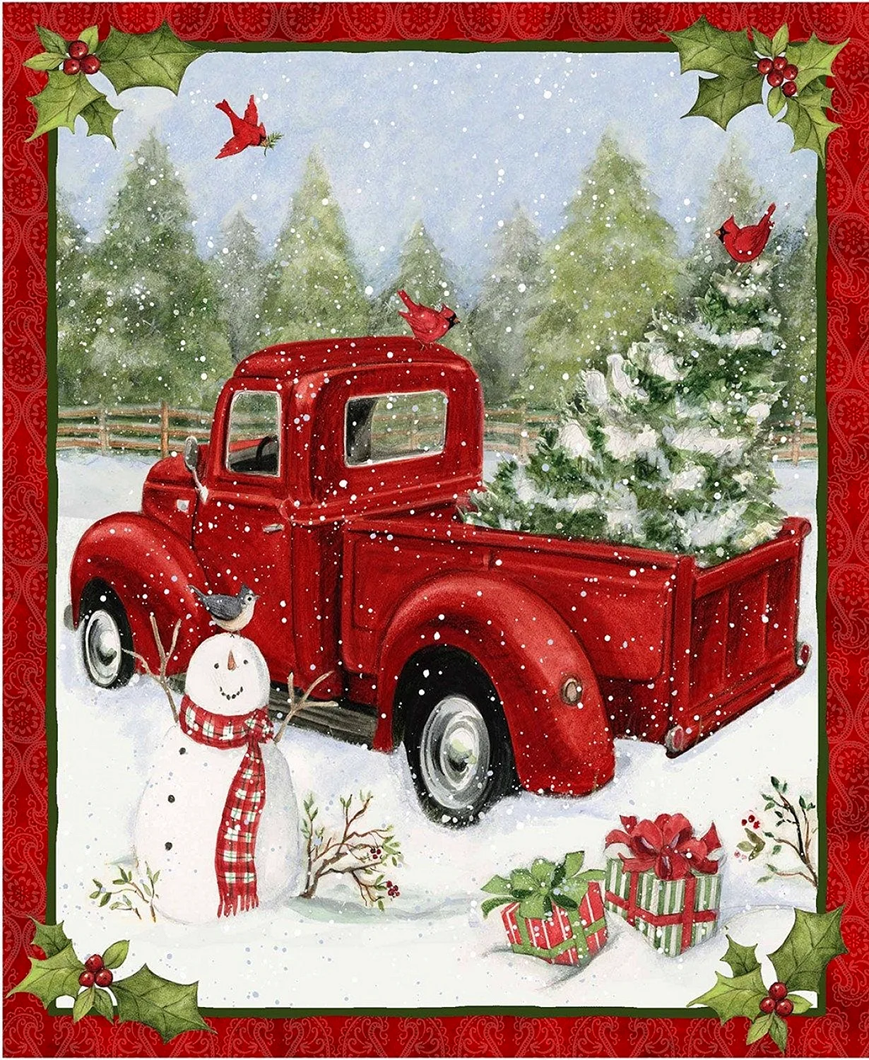 Red Truck Christmas Wallpaper