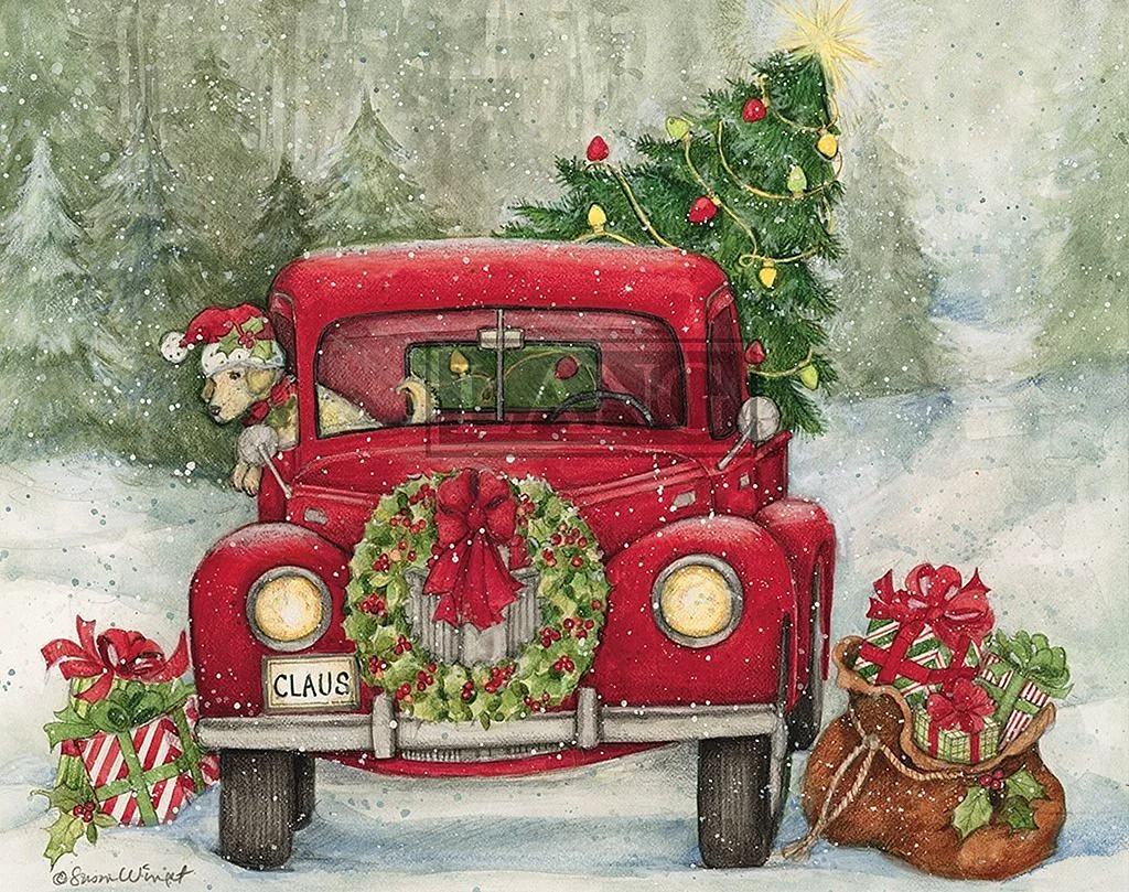 Red Truck Christmas Wallpaper