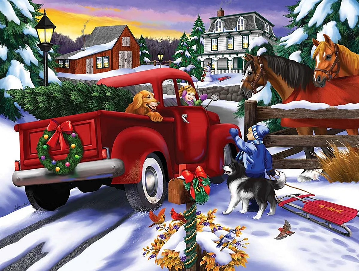 Red Truck Christmas Wallpaper