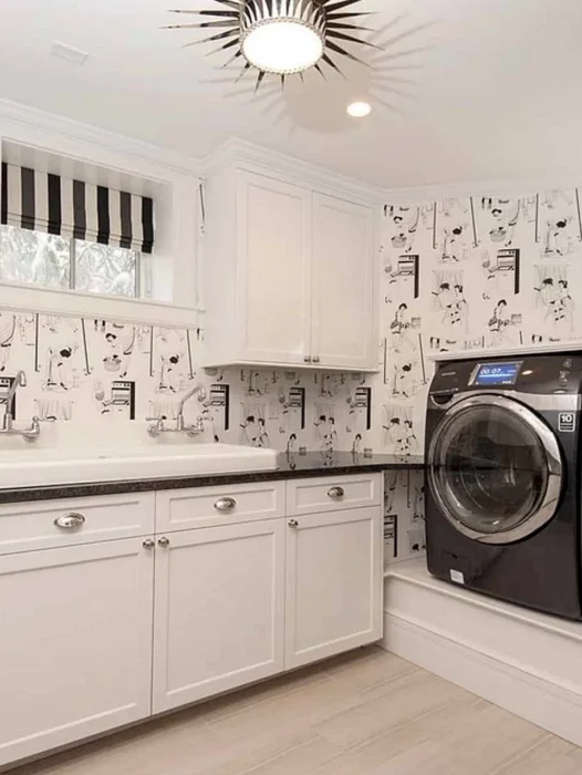 Retro Laundry Room Wallpaper