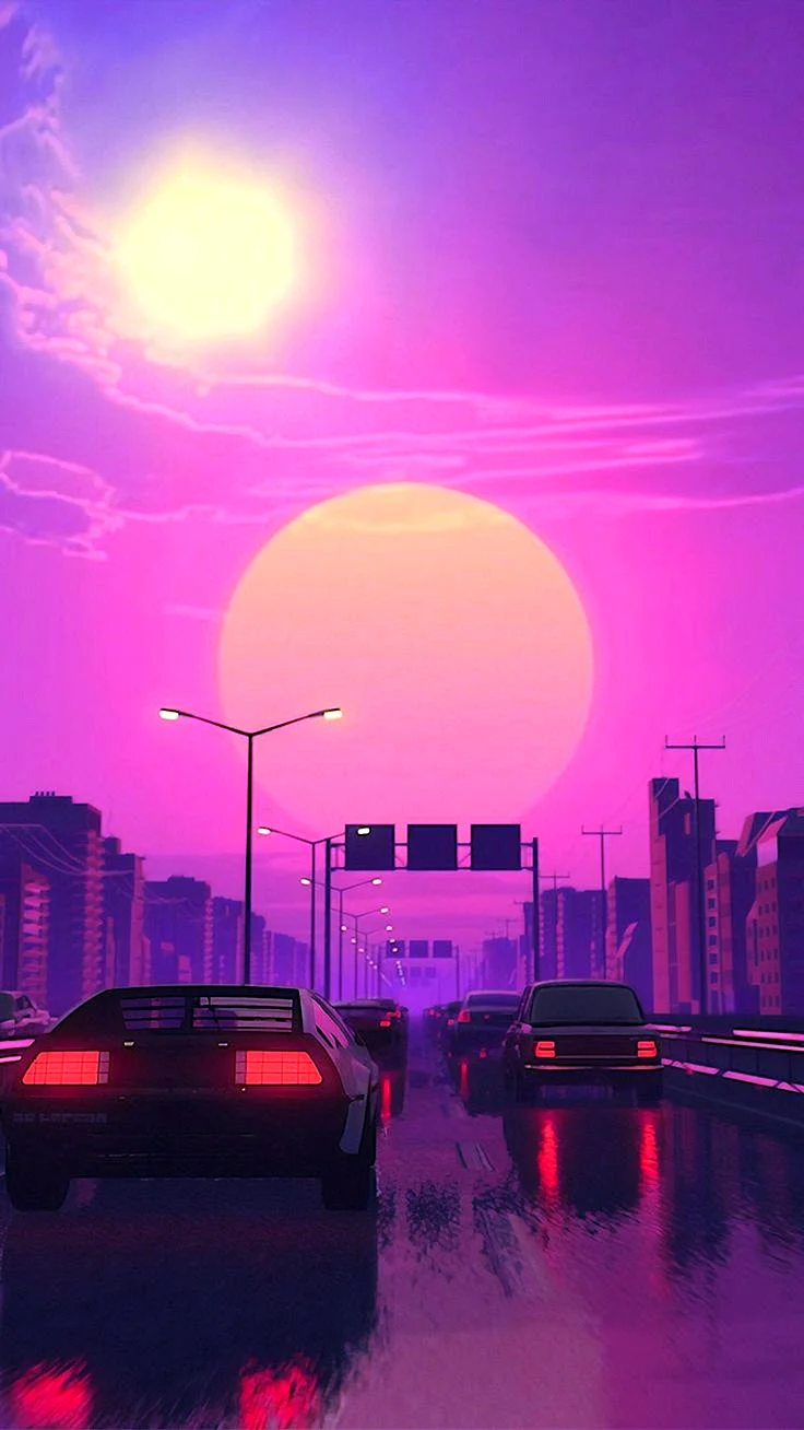 Retro Wave Wallpaper For iPhone