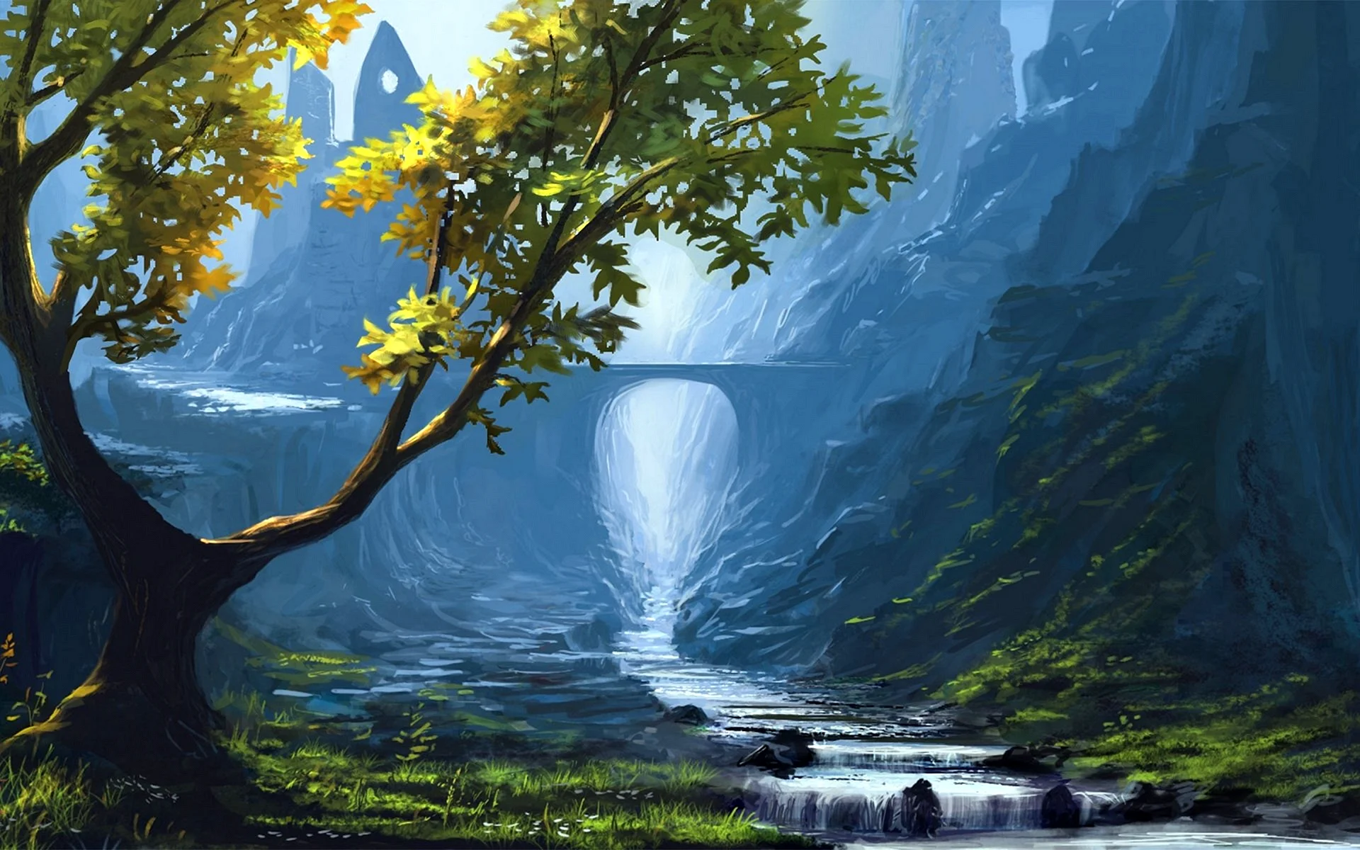 River Forest Fantasy Art Wallpaper