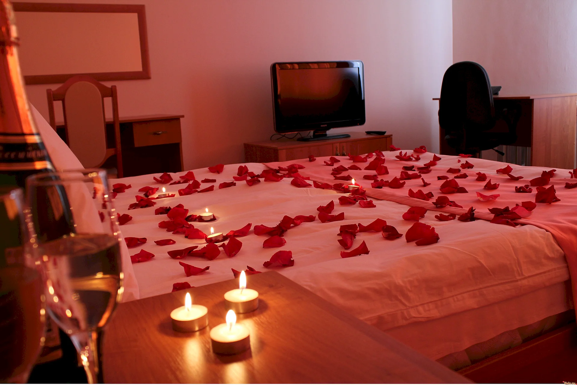 Romantic Night Bed Wallpaper