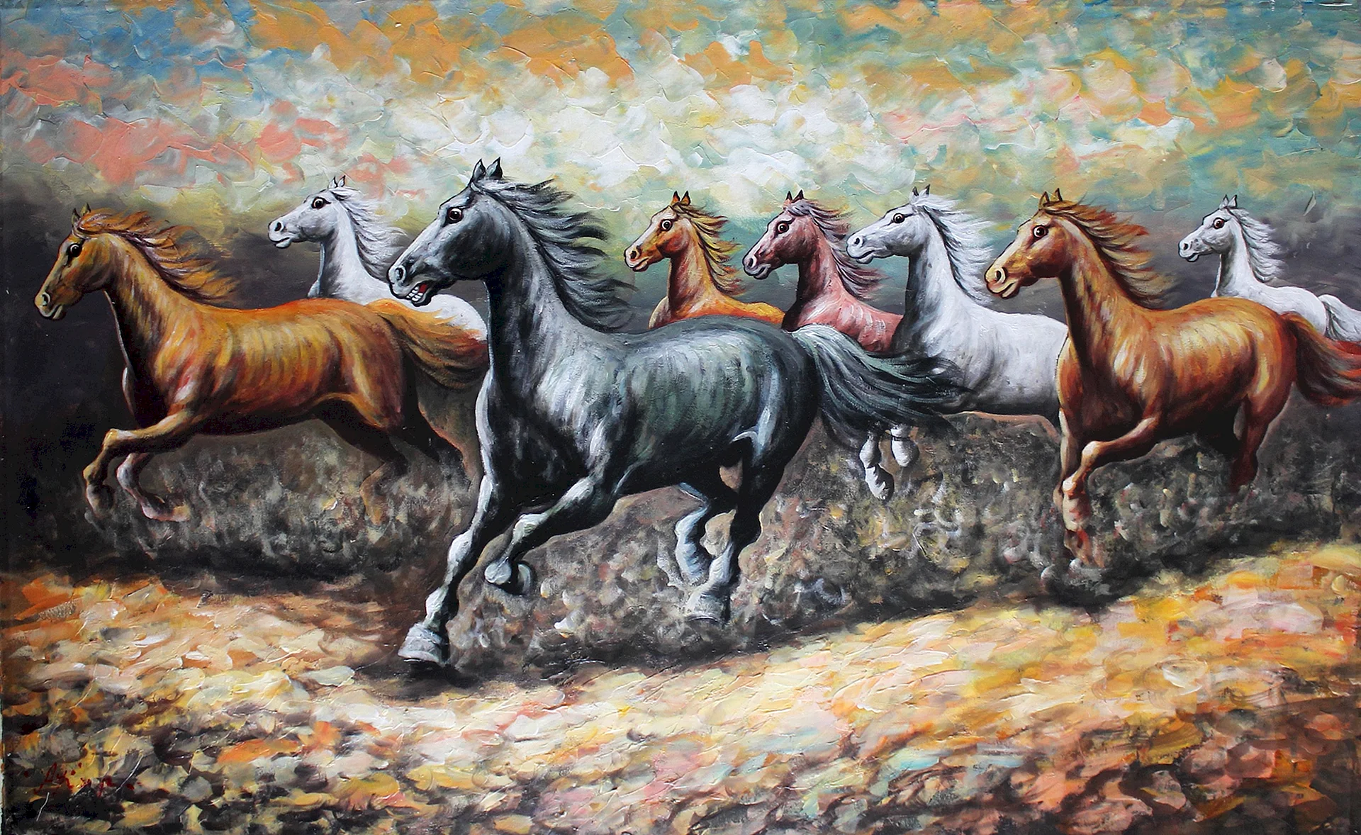Running Horse Painting Wallpaper