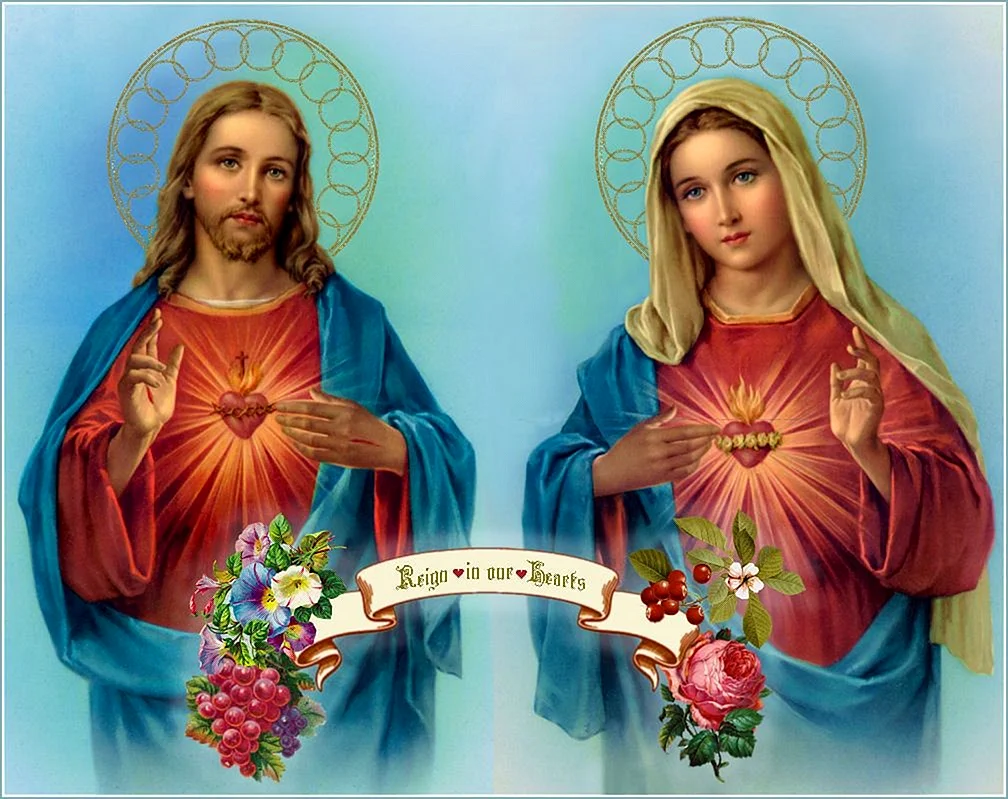 Sacred Heart Of Jesus And Immaculate Heart Of Mary Wallpaper