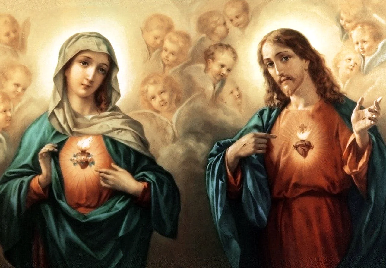 Sacred Heart Of Jesus And Immaculate Heart Of Mary Wallpaper