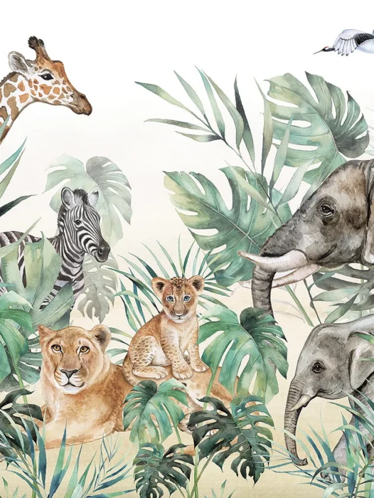 Safari animals Watercolor Wallpaper