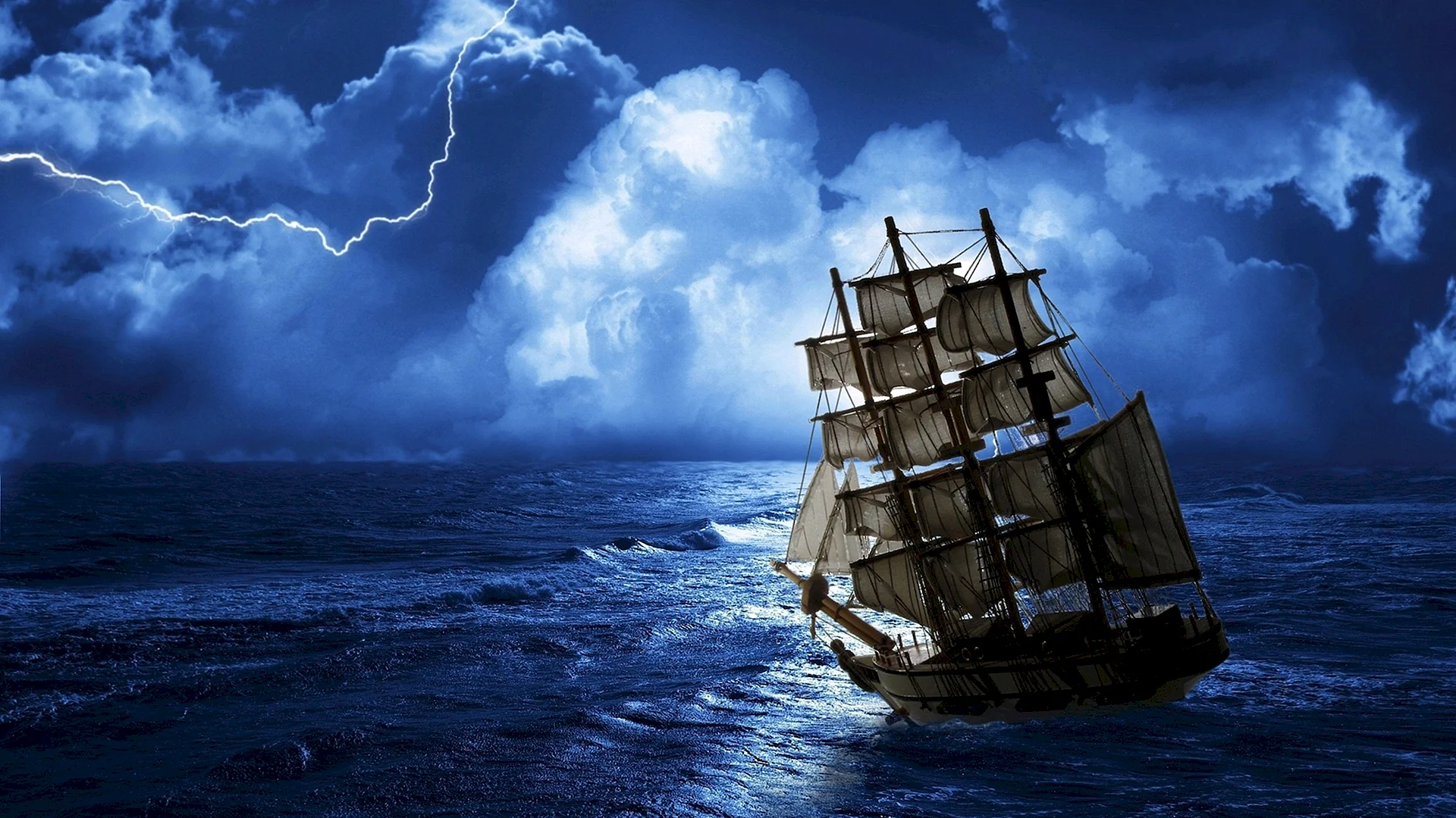 Sailing Ship Storm Wallpaper