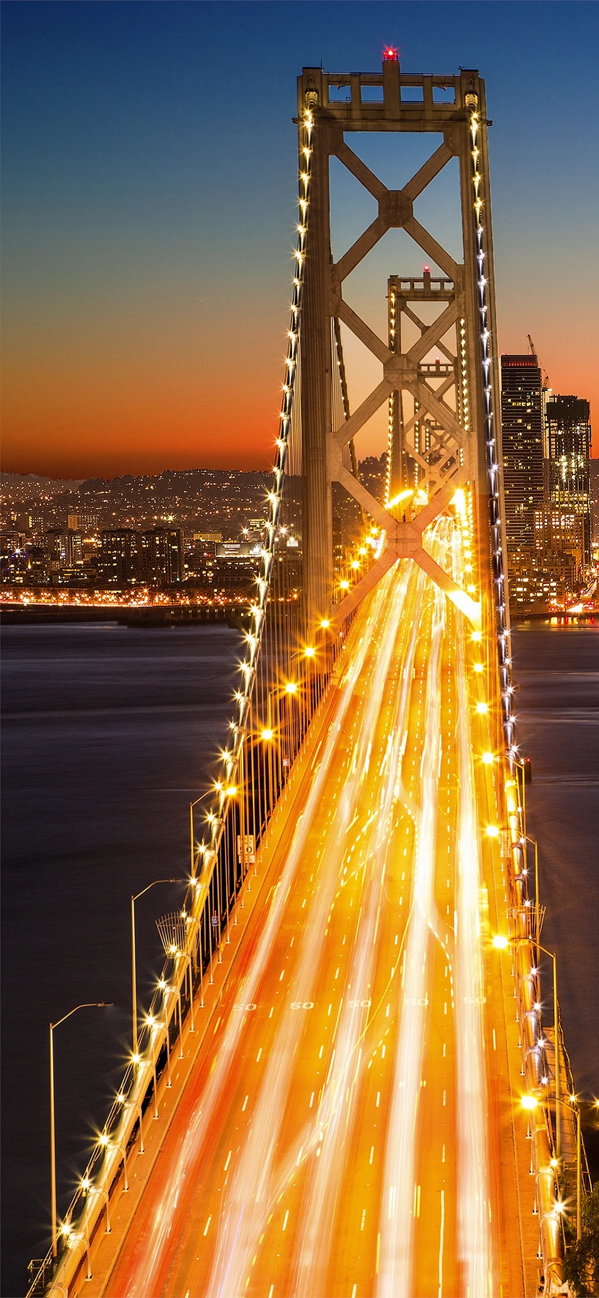 San Francisco Bridge Night Wallpaper for iPhone 14 Pro