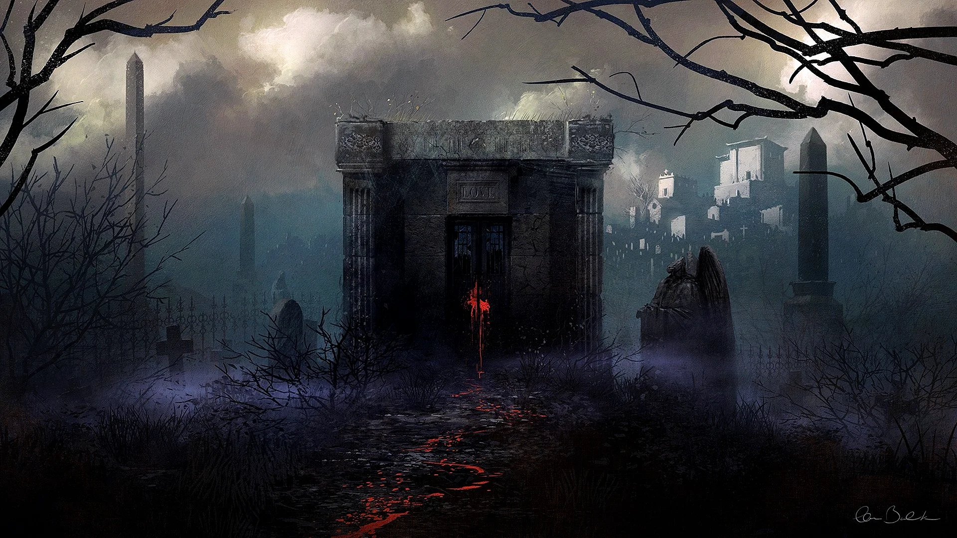 Scary Cemetery Halloween Wallpaper