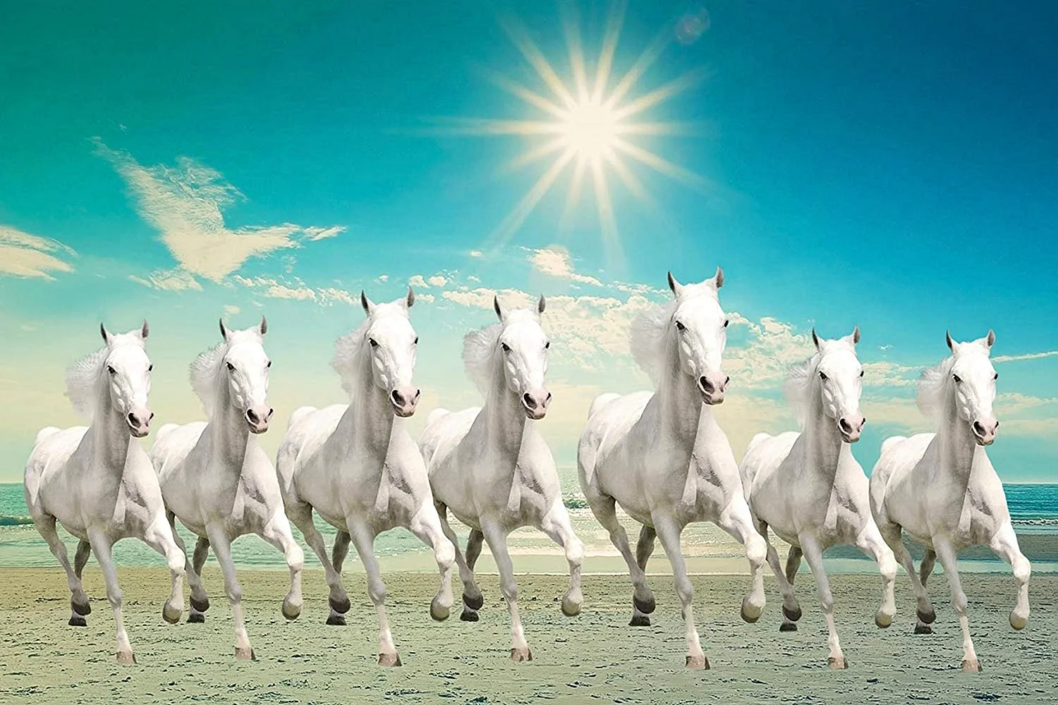 Seven White Horse Wallpaper