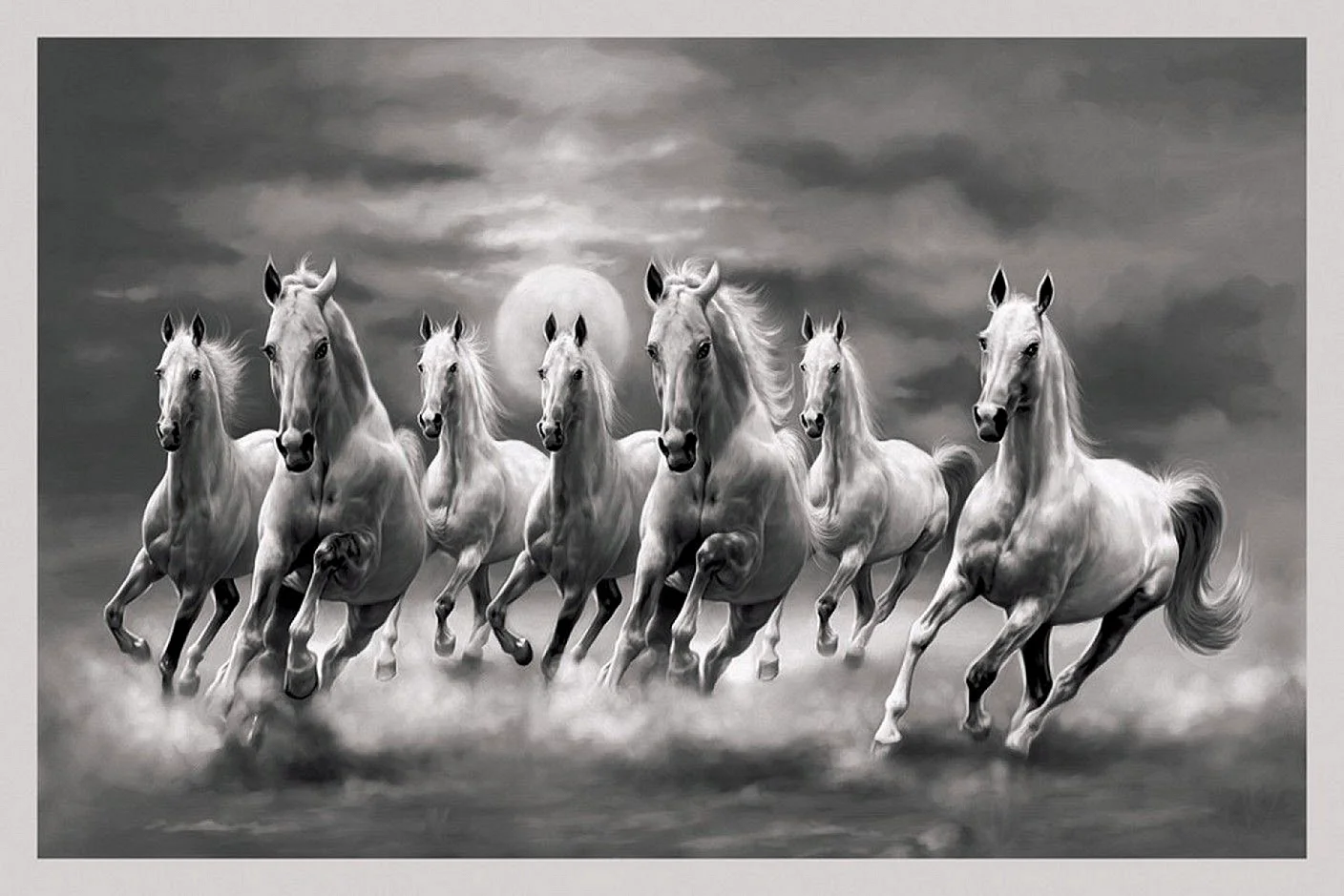 Seven White Horse Wallpaper