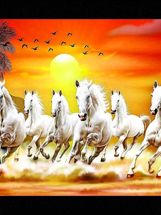 Seven Horse Painting Wallpaper