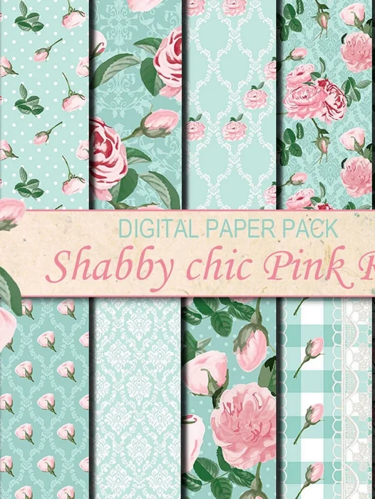 Shabby Chic Rose Pattern Wallpaper