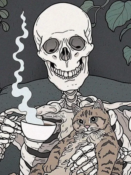 Skeleton Cat Art Wallpaper