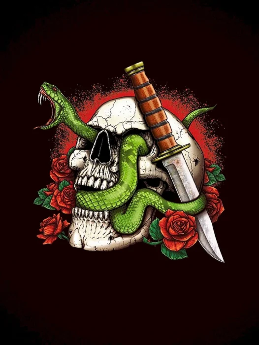 Skull Rose Knife Wallpaper