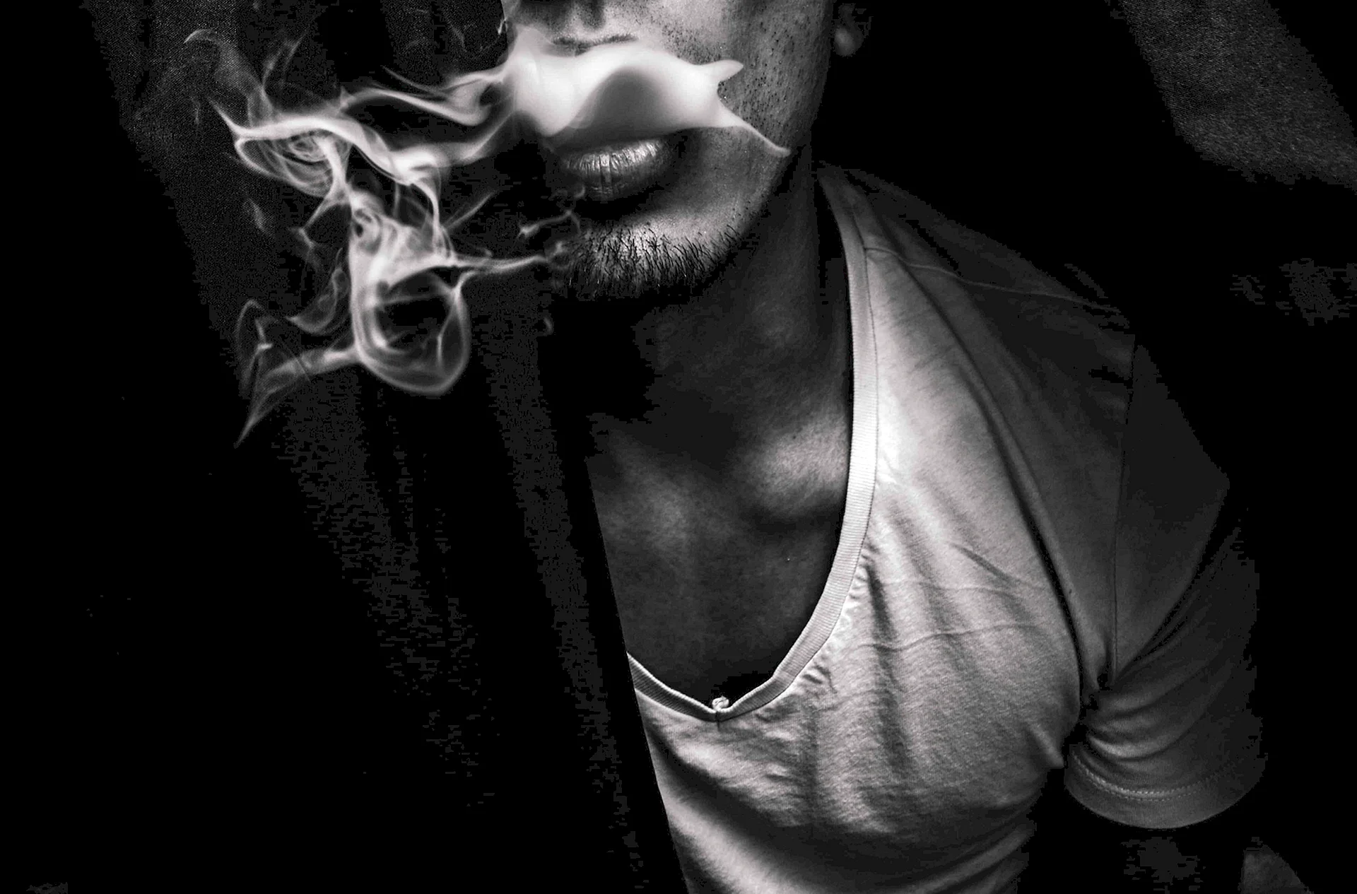 Smoker Man Black And White Wallpaper